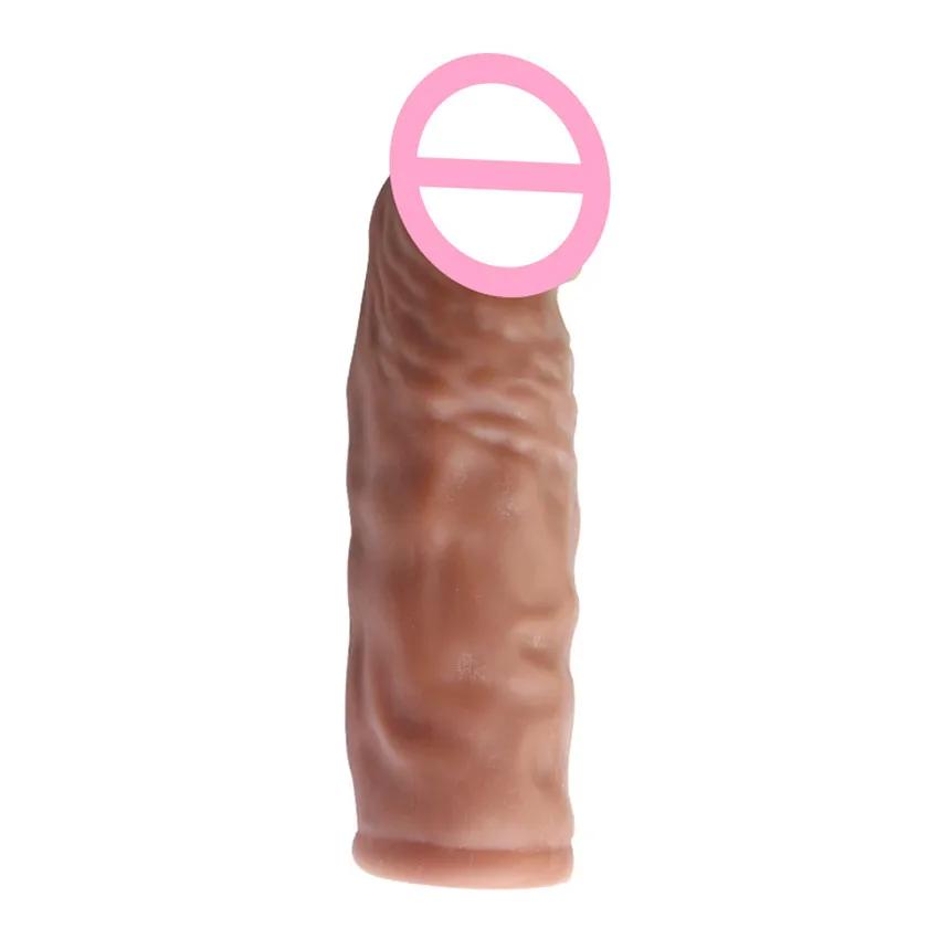 14/16/20CM Realistic Penis Sleeve Extender Reusable Dildos Condom Delay Ejaculation Dick Enlargement Sex Toys for Men