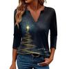 Women's Casual Fashionable Sexy Comfortable V-Neck Christmas Three-Quarter Sleeve Top