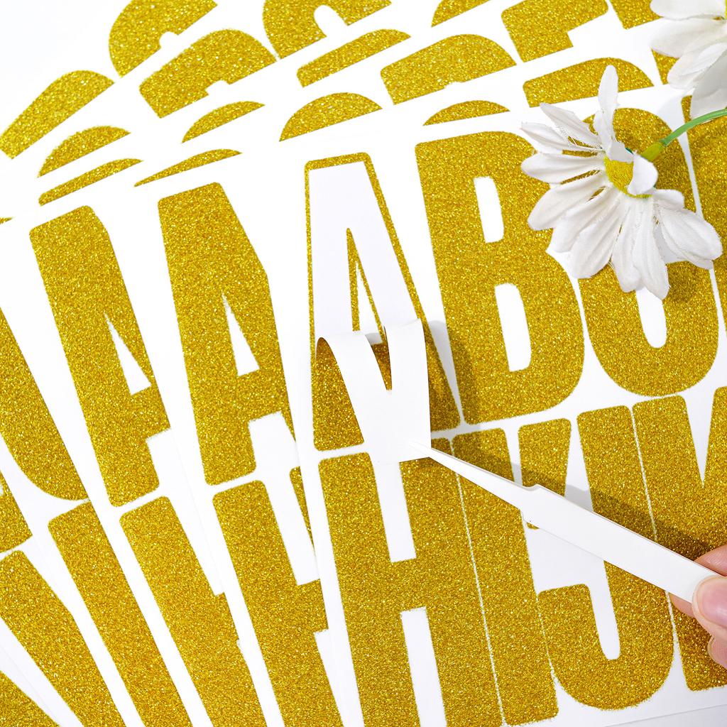 3-inch Glitter Letter Sticker Glitter Powder Holiday Birthday Party Decoration DIY Waterproof Large Size Glitter Letter Sticker