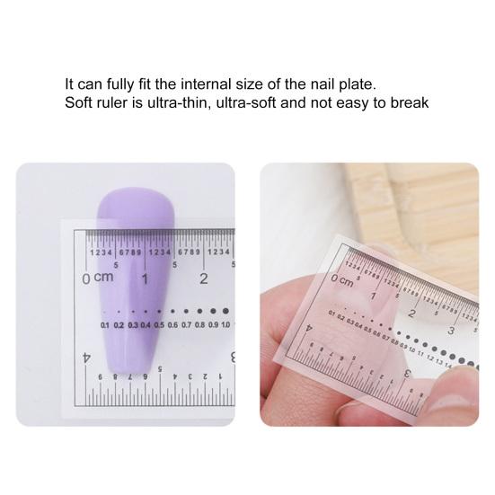 10Pcs Nail Ruler Dual Scale Markings Clear Printing Super Soft Flexible Nail Drill Measuring Tool Plastic Transparent Nail Art