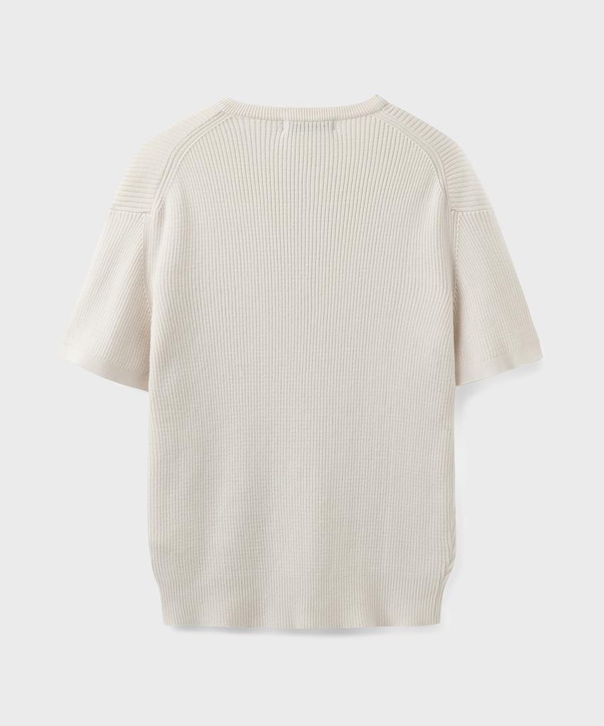 Beulaendideu Hard Twist Ribbed Henley Neck Half Knit [Ivory]