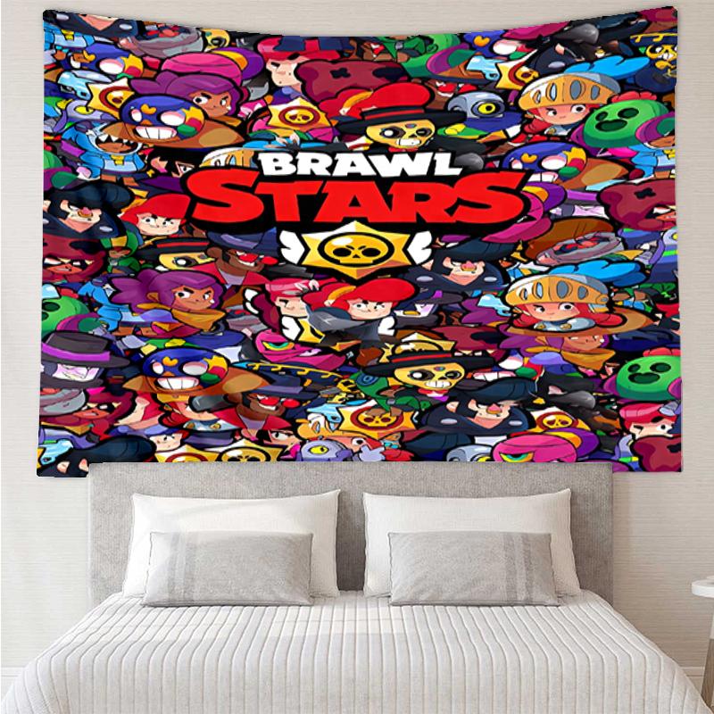 Brawl-Stars Print Tapestry, Backdrop, Easy Setup, Ideal for Bedroom, Office & Living Room, with Aesthetic Wall Hanging Decor.