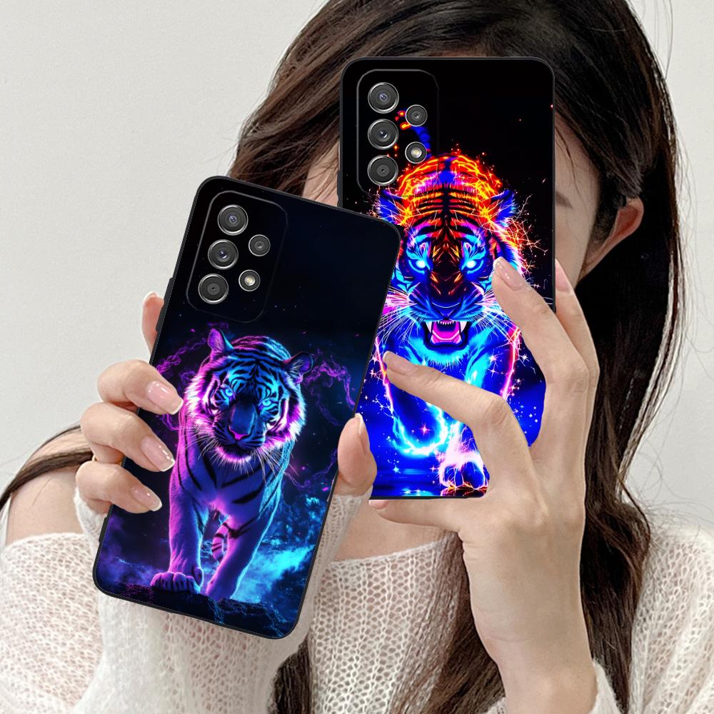 Tiger Neon Mobile Cell Phone Case for Samsung Galaxy A56 55 54 53 52 51 36 35 34 23 16 15 5G Colorful Cover Pretty Cover Luxury