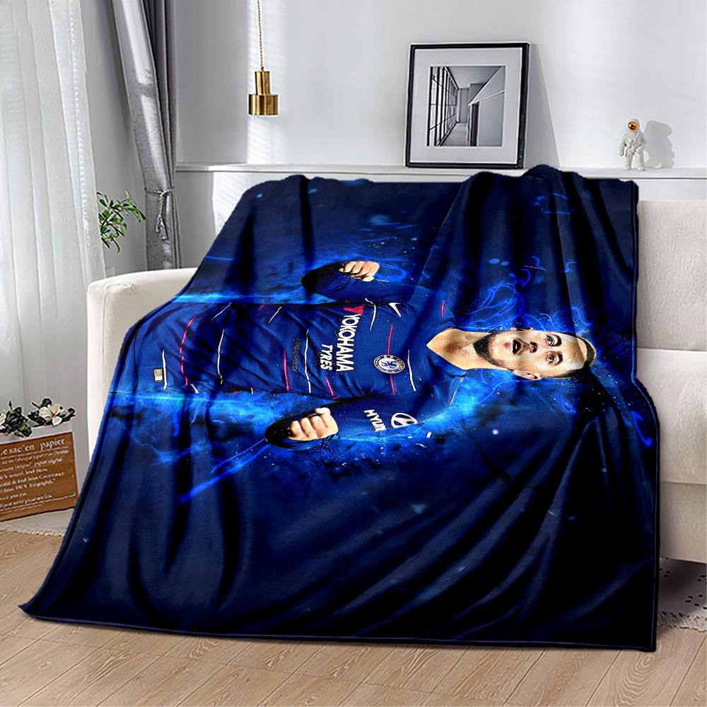 Chelsea Fc Player Portrait Blanket Comfortable Great for Bed Livingroom Seaside All-Season Use Modern Style