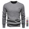 Men's Autumn Winter Solid Knitted Crew Neck Sweater Fashion Casual Deer Embroidery Pullover