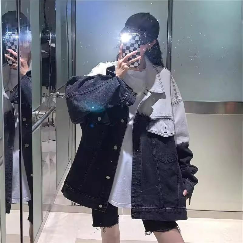 

Ретро-джинсовая куртка с постепенным изменением цвета в стиле тай-дай, мужская американская торговая марка Tide, фрид-стрит-тренд, свободная куртка-хулиганка, красивая, с инструментами, верхняя часть Tide 3XL чёрный