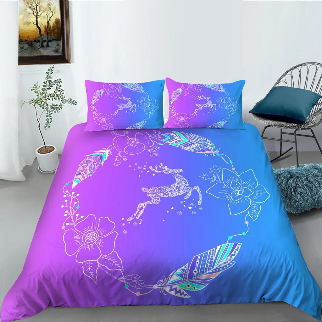 Colorful Dream Catcher Fish And Feather Dreamlike Duvet Cover Boho Polyester Quilt Cover For Girls Women For Bedroom Decorations