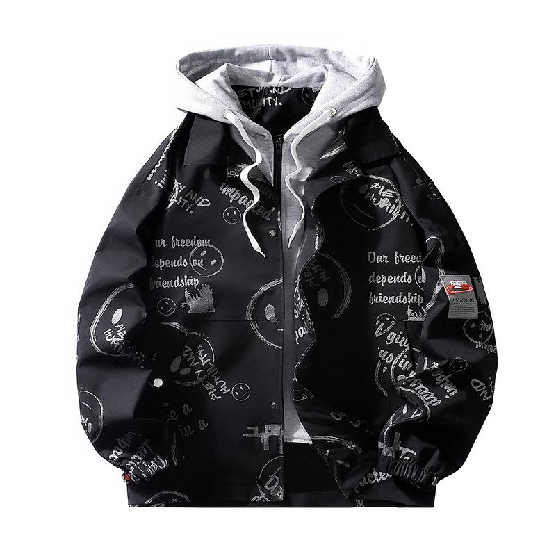 Fake Two-piece Boy Jacket Spring and Autumn New Loose Hooded Jacket