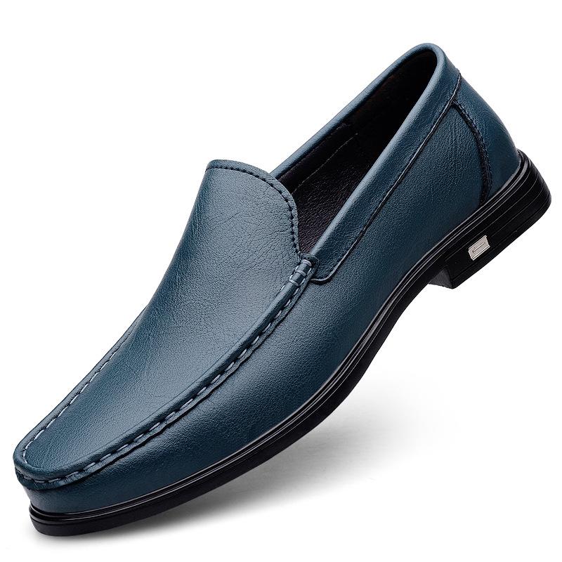 Men s Plus Size Cowhide Loafers - Casual/Business White Slip-on Leather Shoes 40