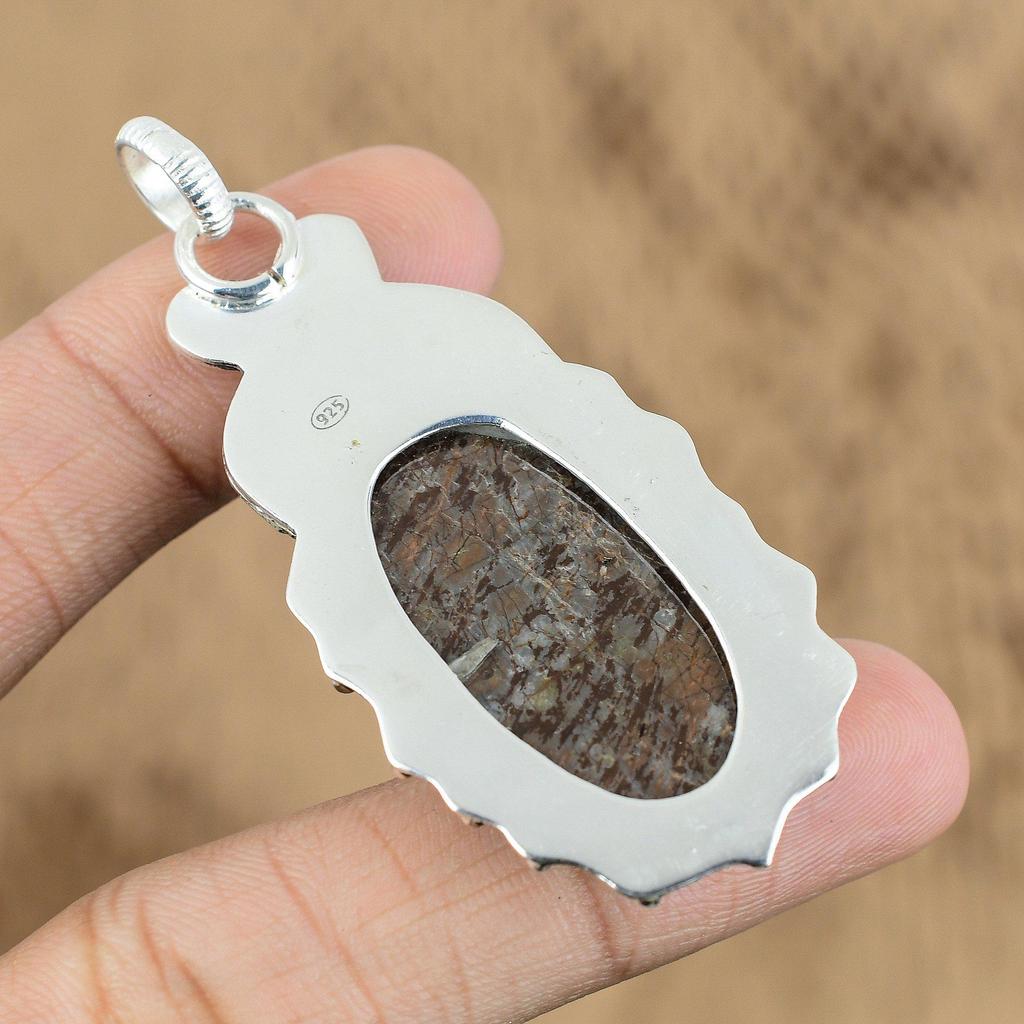 Natural Coconut Jasper Gemstone Jewelry 925 Sterling Silver Pendant For Women