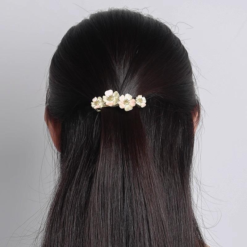 Exquisite Design Sense Flower Vertical Hair Clip, Women's Flower One-line Clip, Elegant Hair Clip At The Back of The Head