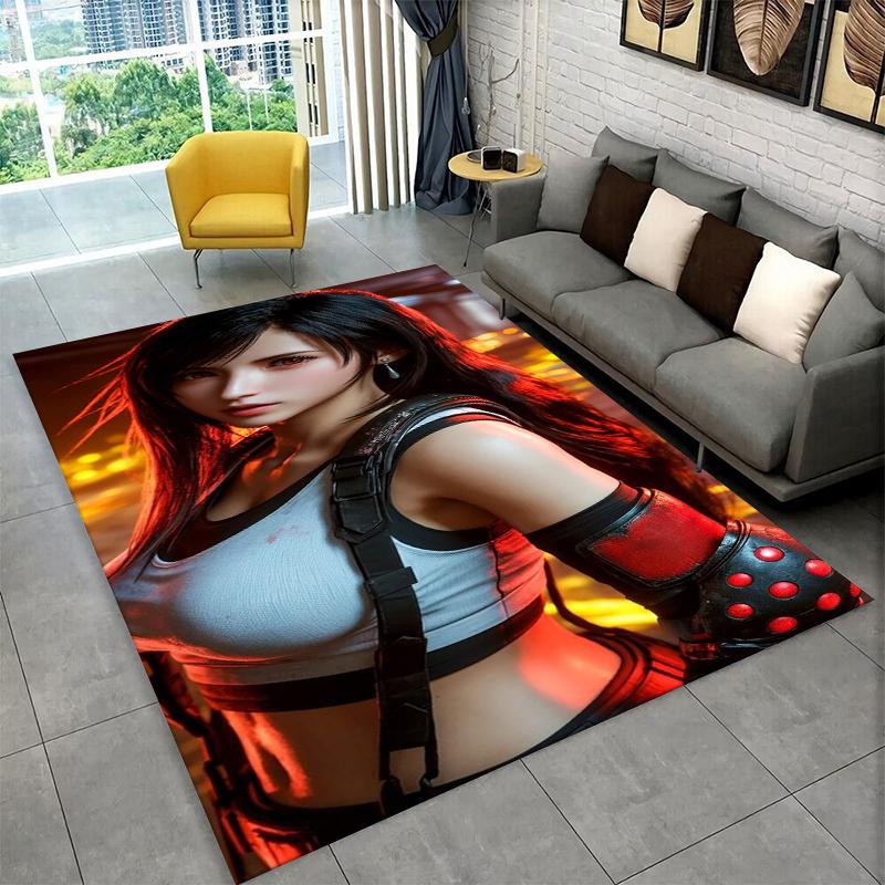 Cloud Tifa Final Fantasy Games Sephiroth Carpet Rug for Bedroom Living Room Sofa Playroom Doormat Home Decor,Area Rug Non-slip