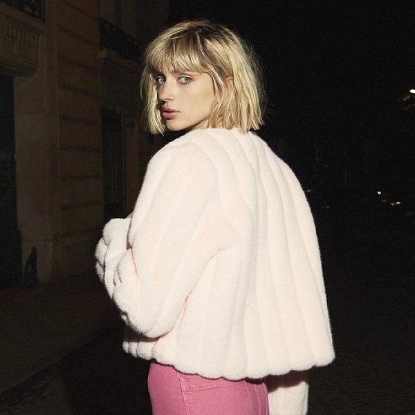 Faux Fur Jue Short Jacket  Ljk020krfkf 