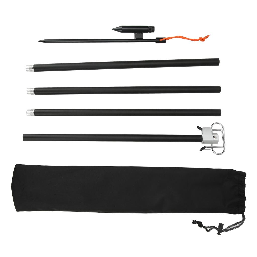 Light Hanging Pole with Foldable Double Hooks Ground Spike Light Stand for Outdoor Camping