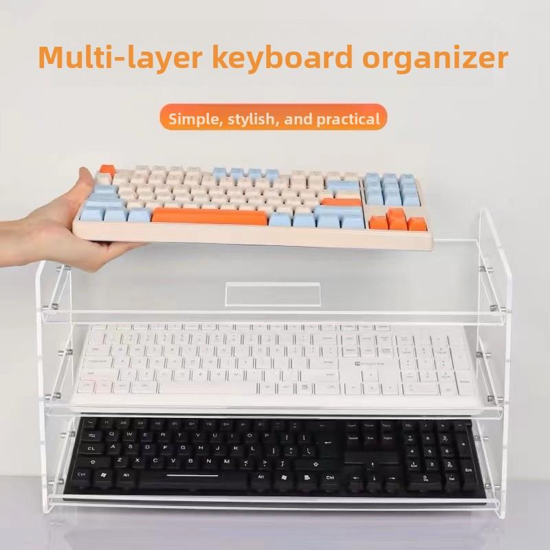 Acrylic Wirel Mechanical Keyboard Display Stand Mouse Placement Storage Cabinet Dustproof Desktop Keyboard Holder