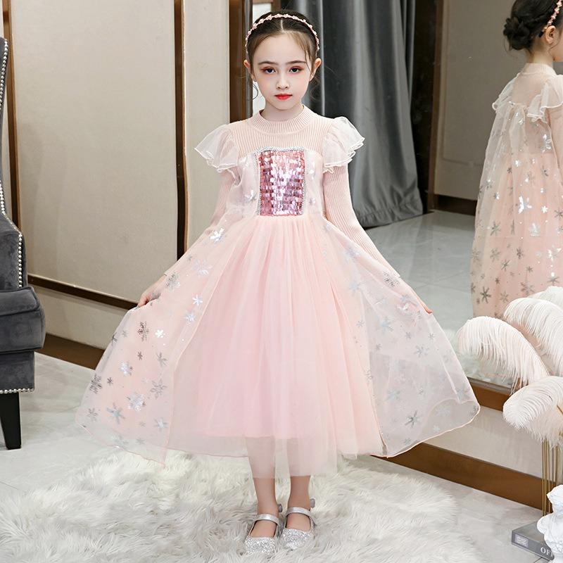 Princess Elsa Dress Women's Frozen Elsa Dress Children's Skirt Spring Sweater Birthday Dress