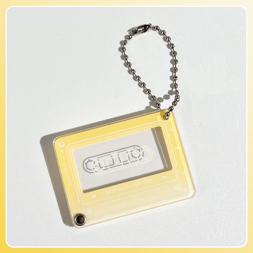 Music Player Photo Frame Keychain Acrylic Slide 1 Inch Photo Organizer Photocard Case Hanging Pendant for Bag