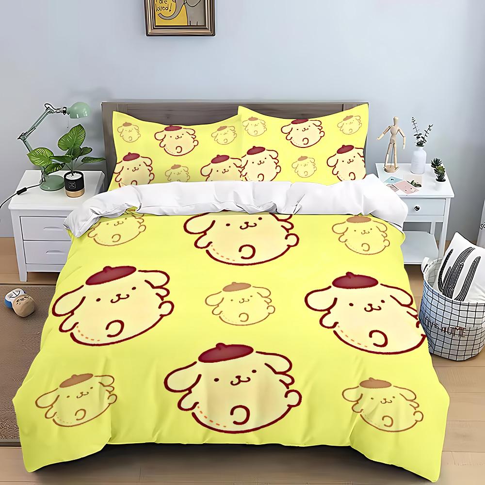 Cartoon Pom Pom Pudding Duvet Cover Queen King Size Bedding Set Adult Boys Girls Bedroom Decoration Children Gift Double 3 Pcs