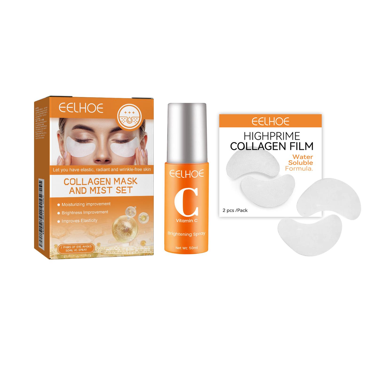 

EELHOE Collagen Eye Mask Spray Set Питательный уход за кожей вокруг глаз Коллагеновые питательные и увлажняющие маски для глаз 50ml