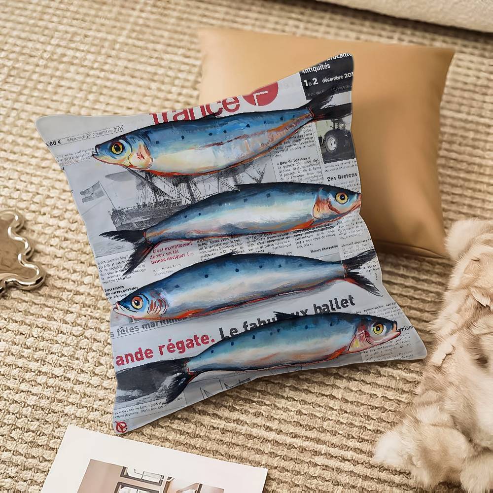 Colorful Sardine Lobster Pillow Case Anti-dustmite Invisible Zipper Sofa Bed