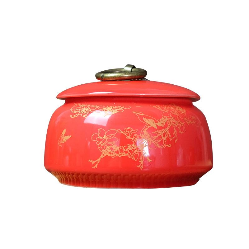 Creative Ceramic Landscape Flower Storage Jar with Lid Tea Jar Home Small Medicine Powder Candy Nut Jar Food Sealed Storage Jar