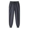 Men'S Laced Sports Casual Lined Pure Color Long Pants For Autumn And Winter