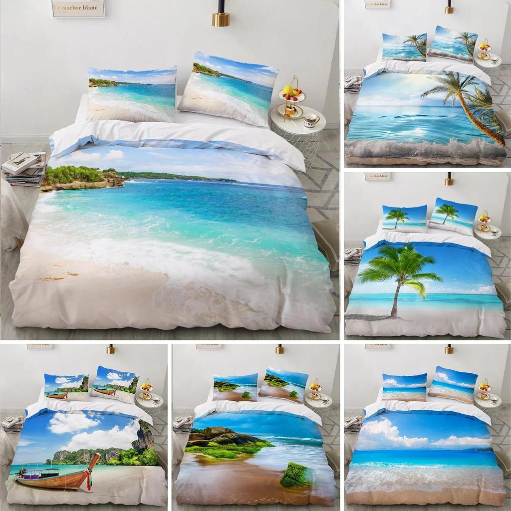 Ocean Polyester Tropic Ocean Style Comfortable Duvet Quilt Cover Pillowcase Bedding Set Children Bedroom Decoration Home Textile