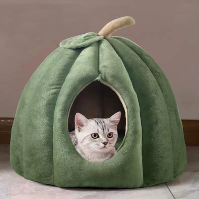 Cat Kennel Winter Warm Fully Enclosed Comfortable Sleeping House Pumpkin Cat Nest Pet Bed Supplies