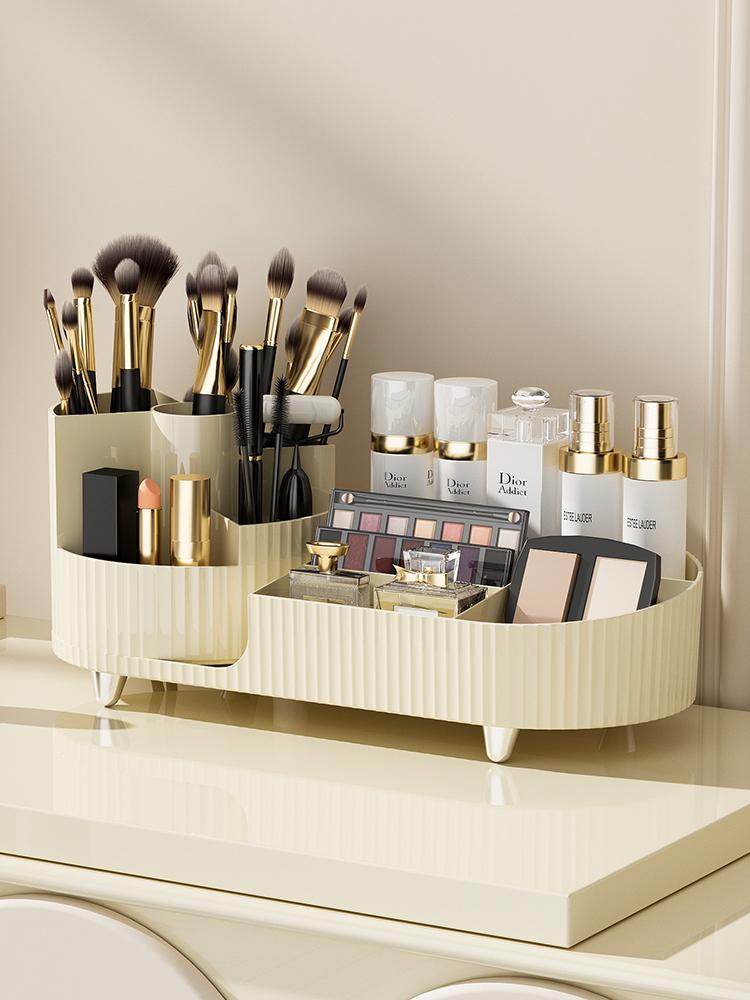 Rotating Cosmetics Storage Box Dressing Table Large Capacity Storage Lipstick Makeup Brush Skincare Organizing Shelving