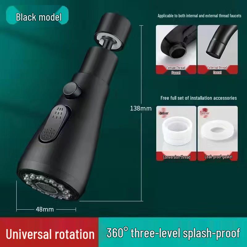 Universal Swivel Kitchen Faucet Extender - Anti-Splash Vegetable Sink Shower Head