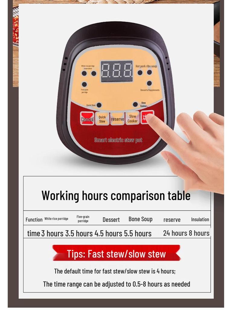 Vollautomatischer elektrischer Schongarer: Keramik-Suppentopf für Brei und multifunktionales Gesundheitskochen.