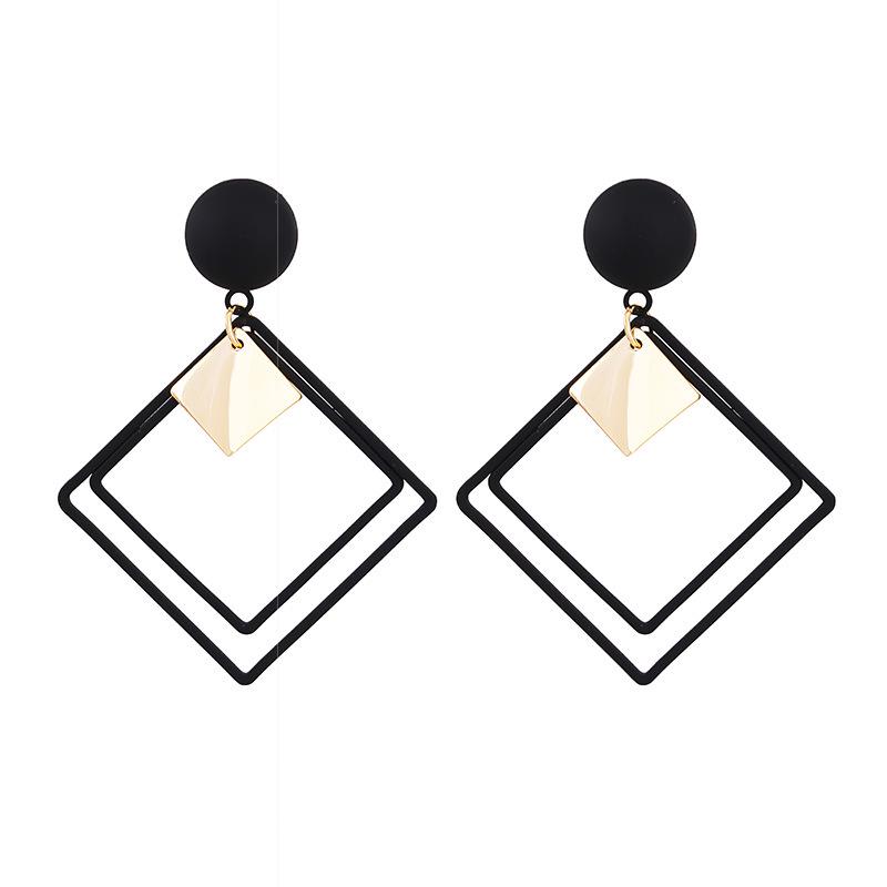 Fashion Geometry Square Presentation Earring Metal Rhombus Pendant Eardrop Women Jewelry Gift
