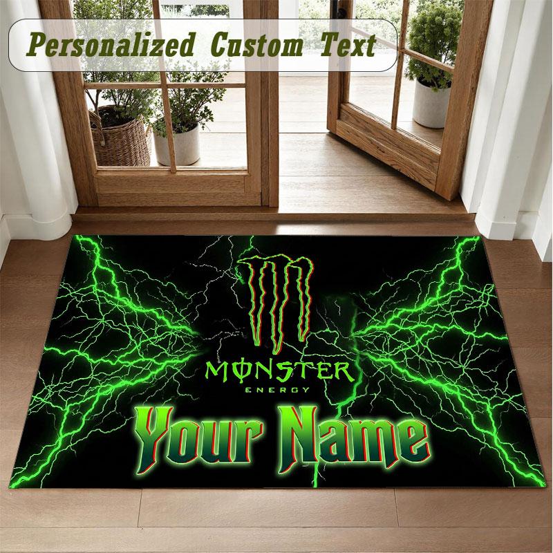 Crystal Velvet Square Rug Custom NameMonster Energy Pattern Non Slip Home Floor Decor Rug
