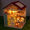 DIY Wooden Miniature Model Kit Convenience Stores Casa 3D Puzzle Doll Houses With Furniture Lights for Friends Birthday Gifts