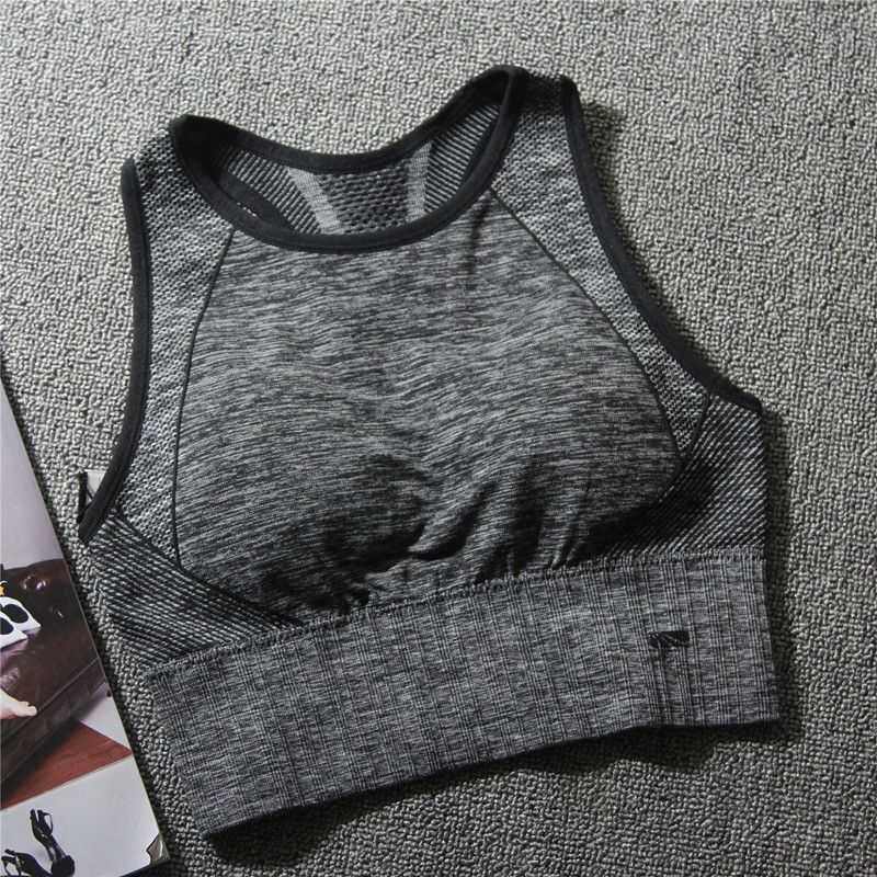 European and American-Style High Collar Running Yoga Vest Sports Underwear L Dark Gray
