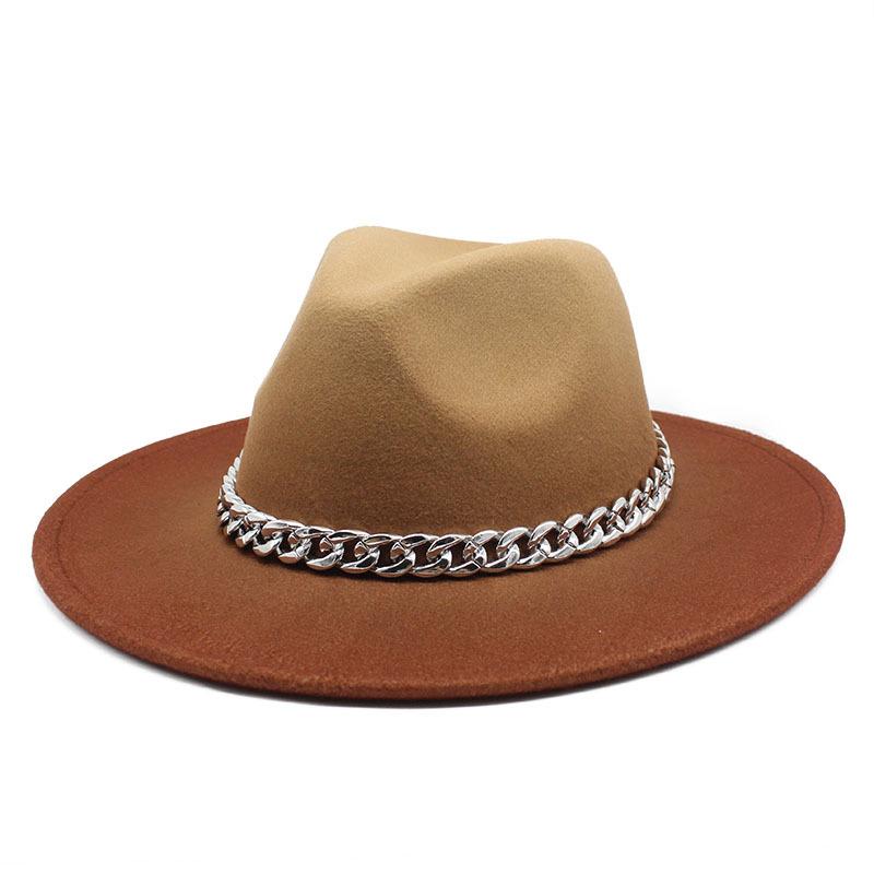 Color Matching Gradual Change Color Jazz Hat Women'S Woolen Top Hat Men'S And Women'S Hats Outdoor Sunshade Woolen Hat