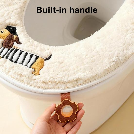 Copriwater Migliorato Design con Cerniera Facile Installazione Impermeabile Tessuto Peluche Morbido Motivi Animali Vestibilità Elastica Copriwater