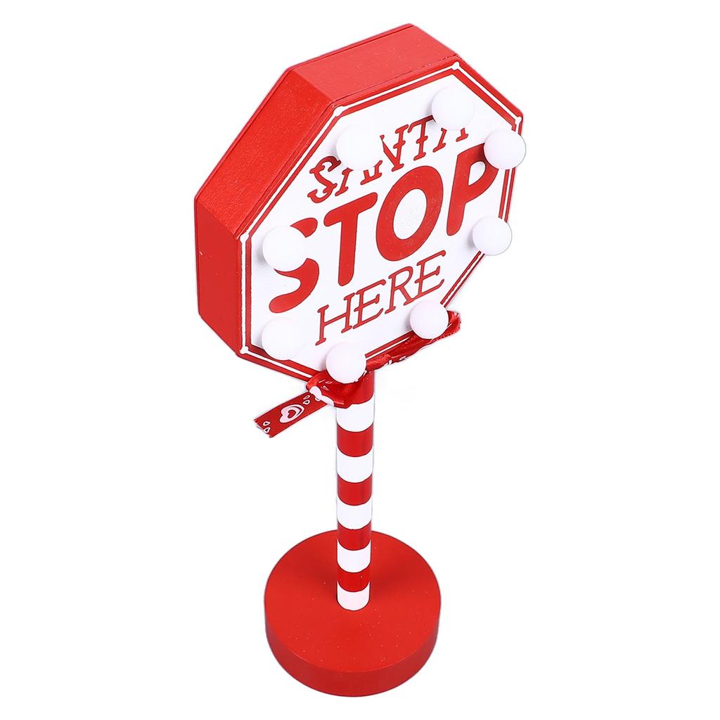 Christmas Stop Here Decor Metal Solid Wood LED Delicate Santa Stop Here Tree Topper for Christmas