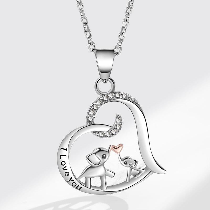 

Mother s Day Gift Mom And Baby Elephant Heart Pendant Necklace I Love You Sentimental Jewelry For Mom Grandma Wife золотой