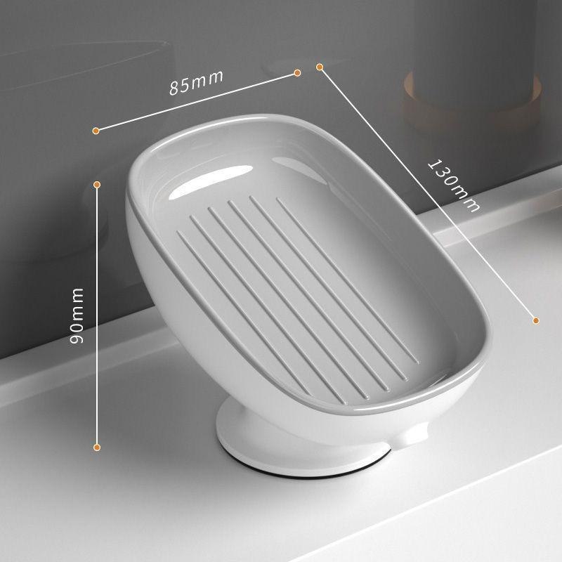 

Suction Cup Soap Box Made of Plastic Wall-Mounted Water-Draining Modern and Simple Style Suitable for Home Bathroom Storage Box серый