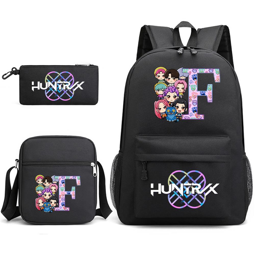 3Pcs/set 26 English Letter Printed Backpack with Shoulder Bag Pencil Case for Student Boy Girl SchoolBag Large Capacity Waterproof Bookbag Kid Gift