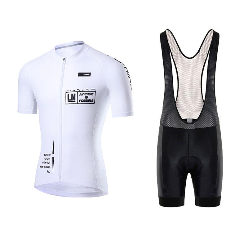 Li Ning Cycling Suits Men s White+Black Crew Neck Thin 091+197 3XL