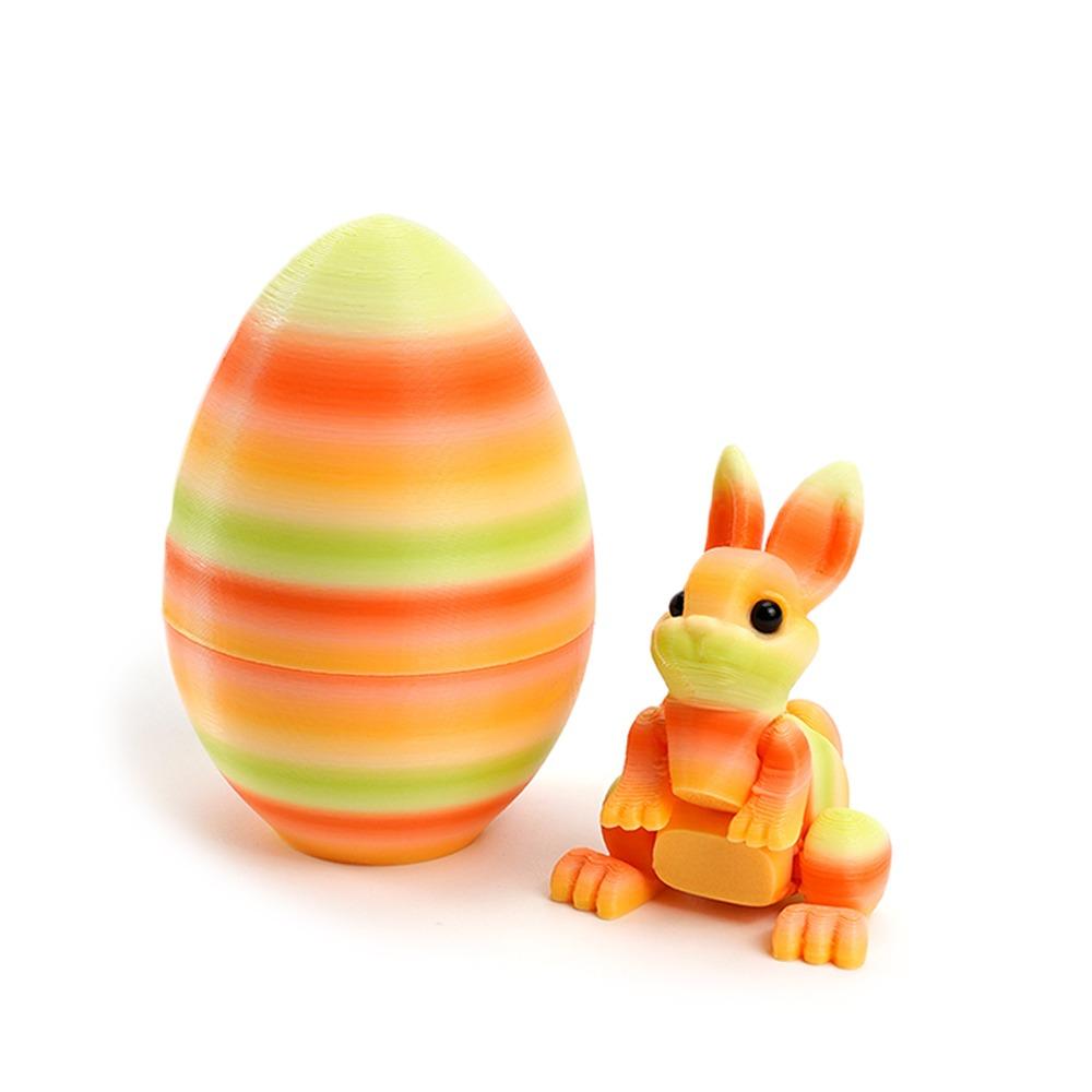 Fashion Easter 3D Printed Rabbit Eggs Funny Rainbow Easter Rabbit Ornament Cute Animal Model Ornament