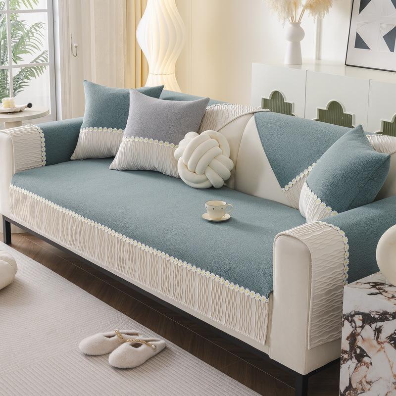 

Универсальная нескользящая подушка для дивана на все сезоны Новый шенилл Легкая роскошь Высококлассный чехол для деревянного дивана Покрывало Ткань для сиденья 70*70cm