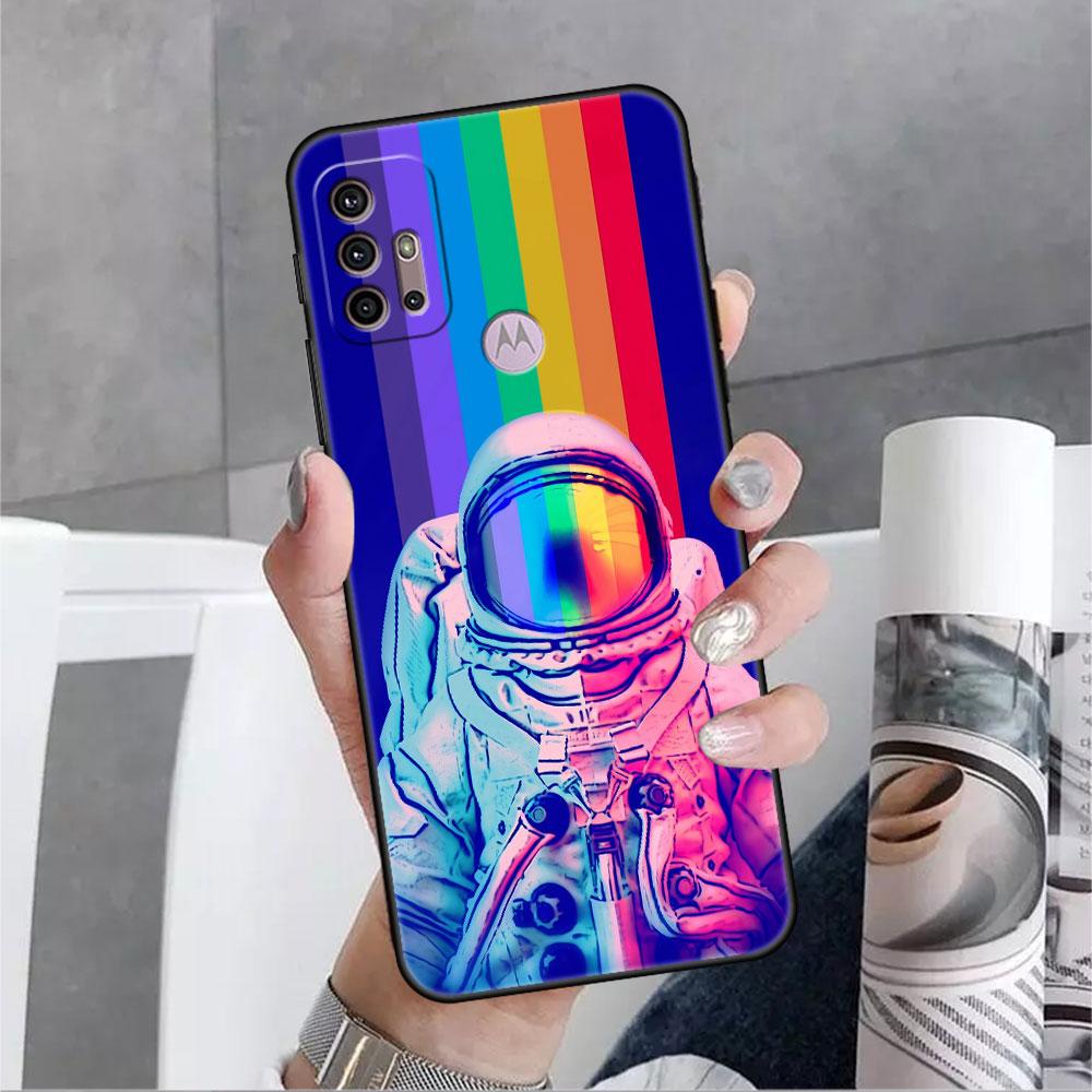 Hülle für Motorola G30 G60 G9 Play One Fusion Plus Edge 20 G8 Power Lite G22 G50 G200 G51 G71 Telefonabdeckung Space Cool Astronaut