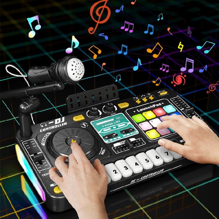 Interactive DJ Mixer Set Music Instrument Toy For Toddler Phone Connectivity 12 Sound Effects Musical Education Toy