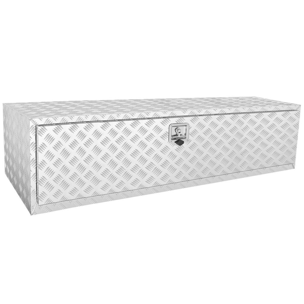 Underbody Truck Box, 60"×24"×24" Pickup Storage Box, Heavy Duty Aluminum Diamond Plate Tool Box with Lock and Keys, Waterproof Trailer Storage Box