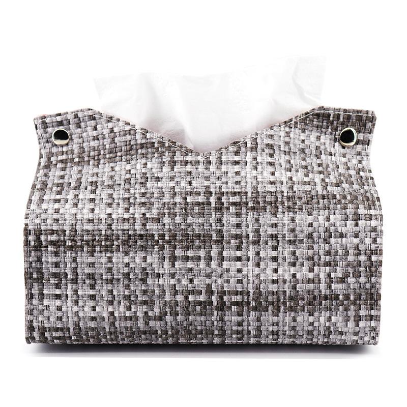 Creative Woven Leather Small Fragrant Style Tissue Box For Home Living Room Bedroom Car Paper Box Gift Home Decoration