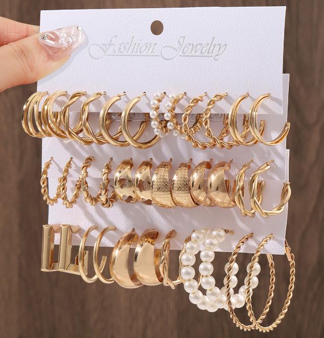 European & American C-Shaped Metal Texture Ear Cuff: Women's Retro Twist Earring Set (6-Piece).