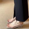Transparente High Heels 2025 Sommer neu vielseitig bequem sexy Temperament Internet-Berühmtheit Kristall-Slipper Damen Oberbekleidung Slipper